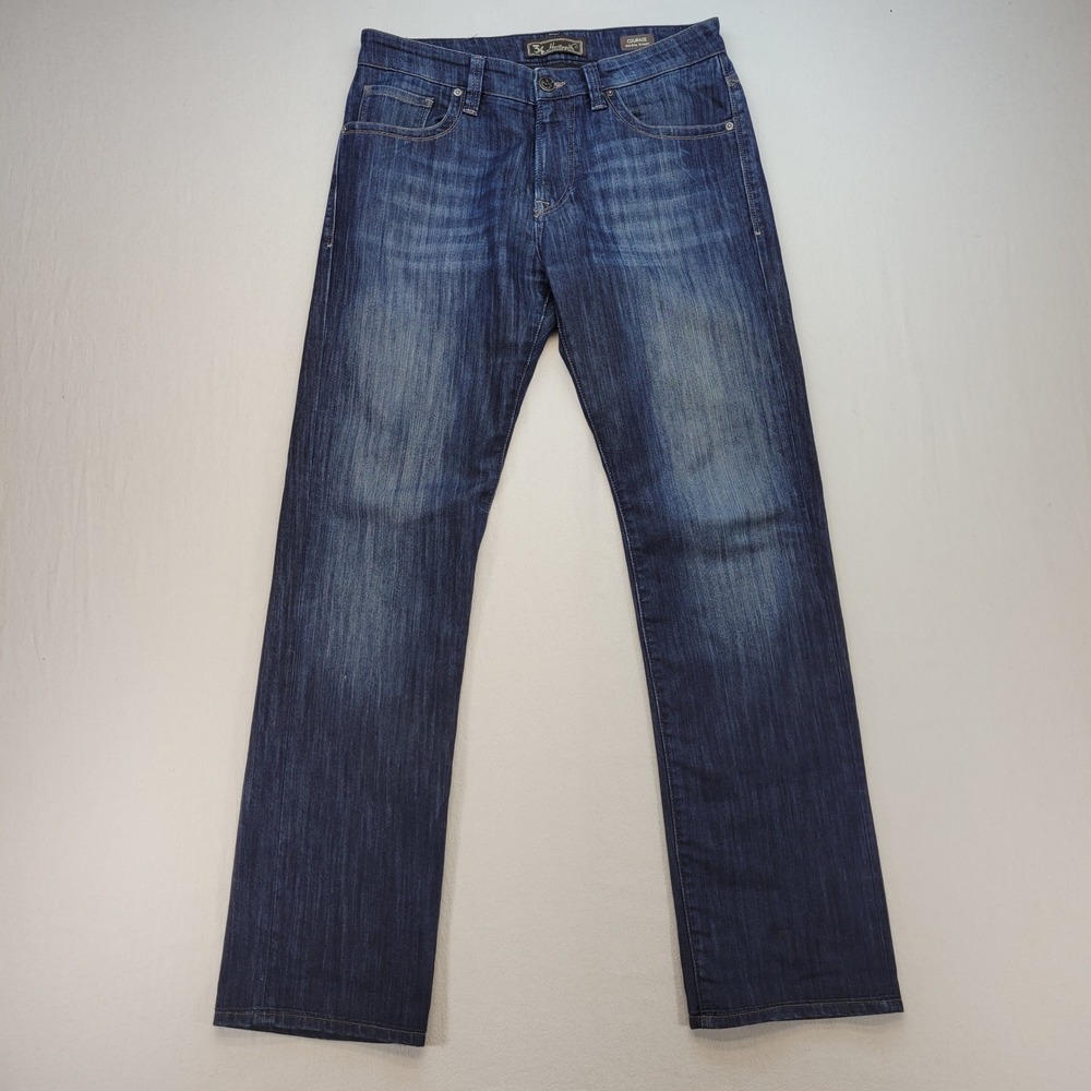 34 Heritage Courage Jeans Mens 32x34 Blue Straight Mid-Rise Dark Wash Stretch